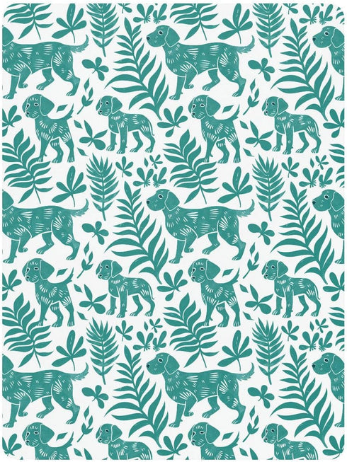 miaozhen 1 Pack 52x28 Cotton Baby Crib Sheets Soft Stretchy Vector Illustration Handdrawn Dog Cyan Unisex Child Crib