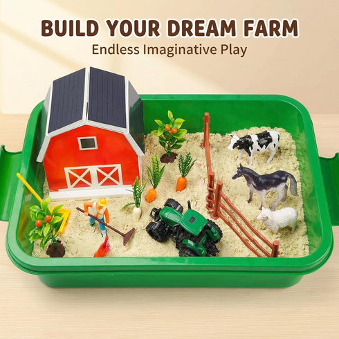 Set 3 4 5 6 7 Carolart Farm Sensory BinFarm Animals Sand Kit with Sensory SandBarn Sandbox with TractorSensory Play