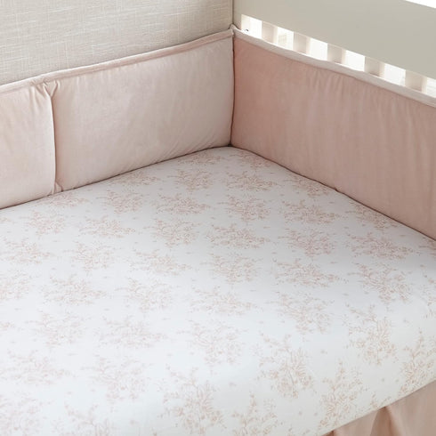 100% Levtex Baby - Heritage Crib Fitted Sheet - Fits Standard Crib and Toddler Mattress - Floral - Blush and White