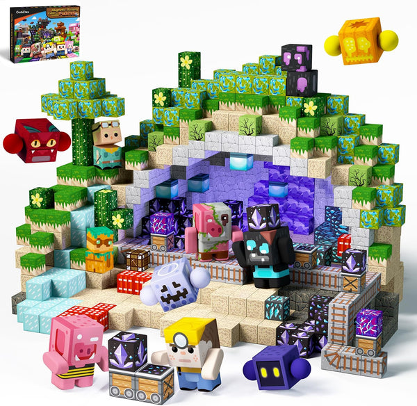 GobiDex 108pcs Magnetic Blocks with Action Figures, Interactive Role-Playing Magnetic Building Toy