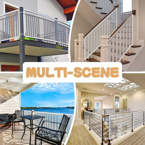 Banister Guard for Baby - 10ft x 3ft Balcony Netting for Pets, Baby Safety Stairs Rail Net (White)