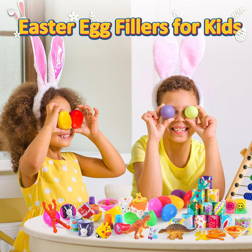 100PCS WEARXI Prefilled Easter Eggs with Toys, Easter Basket Stuffers, Easter Eggs Filled, Easter Basket Stuffers
