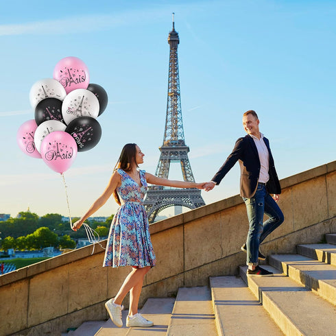Sumind 36 Pieces Paris Balloons, 12 Inches Day in Paris Theme Birthday Party Decorations for Wedding Supplies.