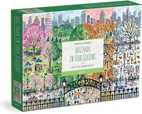 Michael Storrings Dog Park in Four Seasons - 250 Piece Wood Puzzle by Bestselling Artist
