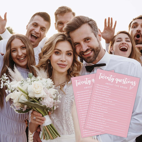 Pink Theme Bridal Shower Games for 25 Guests, Wedding Shoe Game, Wedding Advice Cards, Reception Games, Bride Groom