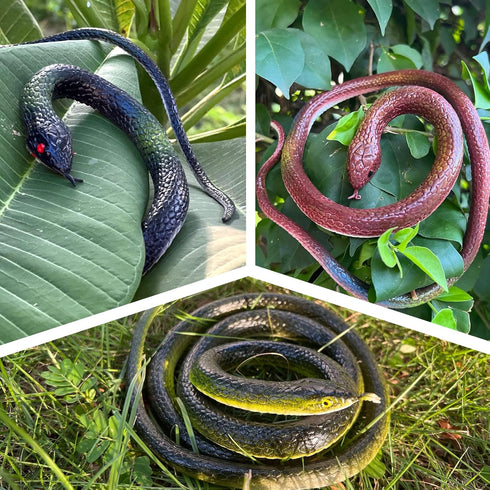 Snake,3pcs 48 Inch Fake Halloween Decorations Rubber Snakes to Keep Birds Away Realistic Rubber Fake Snake Toy