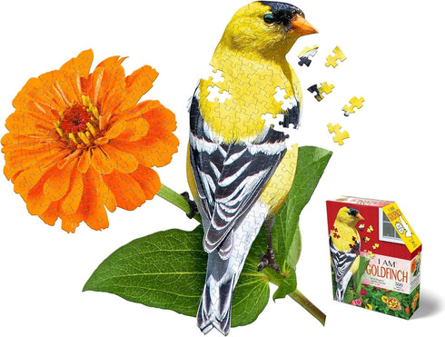 Madd Capp Puzzles - I AM Goldfinch - 300 Pieces - Multi Animal Shaped Jigsaw Puzzle