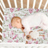 KICPOAY 52 28 Pale Pink Wildflowers Fitted Crib Sheets Stretchy Portable Playard Sheets for Baby Toddler, Breathable