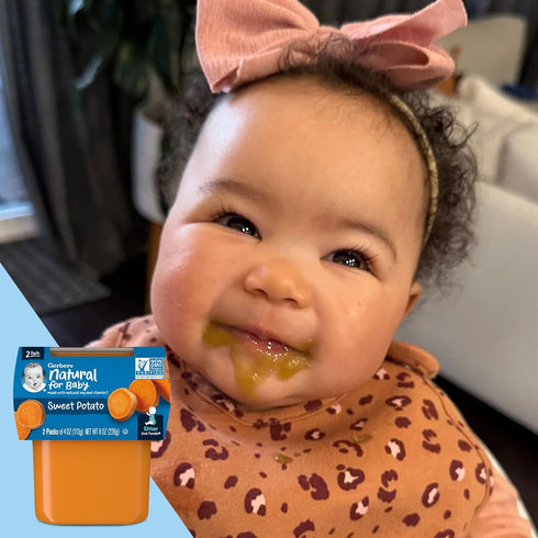 Gerber 2nd Food Baby Food Sweet Potato Puree, Natural & Non-GMO, 4 Ounce Tubs, 2 Count (Pack of 8)