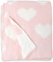 Living Textiles Pink Hearts Chenille Soft Baby Blanket Reversible Premium Cozy Fabric