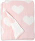 Living Textiles Pink Hearts Chenille Soft Baby Blanket Reversible Premium Cozy Fabric