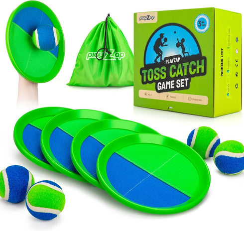 PlayZap Toss and Catch Ball Set - Outdoor Toys for Family Games