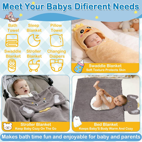 8 Set, 2 55" 27.5" 6 0-5 Flasoo Pcs Toddler Towel Pcs Hooded Toddler Bath Towel, Large x Toddler Hooded Towel & Pcs