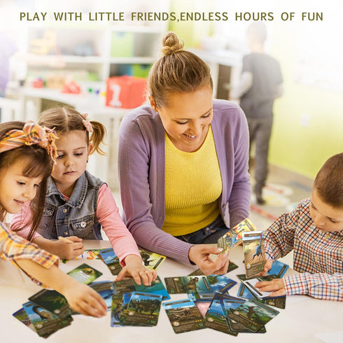 55PCS Dinosaur Learning Recognition Flash Cards, Educational Toys for Kids, Gift for Boys and Girls