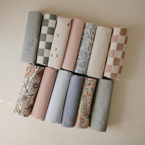 Set 3 mushie Water Repellent Changing Pad Liners | Made with Organic Cotton | of (Natural Check Combo)