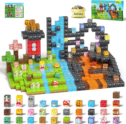 Axirata 208 PCS Magn-etic Building Blocks, Magn-etic Block Building Cubes Set for