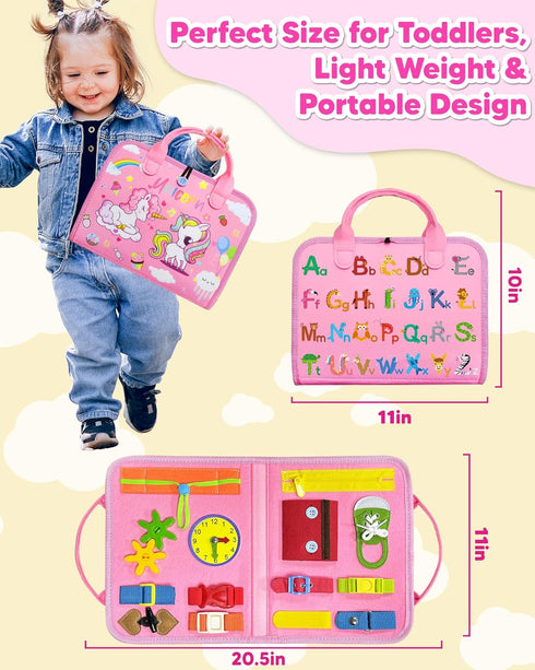 Exorany Busy Board Montessori Toys for Toddler Girl Birthday Gifts, Busy Book Sensory Learning Toys for Toddlers