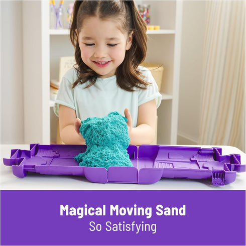 Kinetic Sand Castle Case with 1lb Teal Play Sand, Sensory Toys for Kids Ages 3 and Up, Multipurpose Storage Container