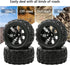 4x 1:10 RC Monster Truck Car Wheels - Rubber RC Tires with 7 Spokes Wheel Rim, Black RC Parts