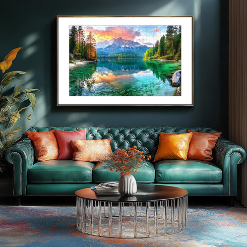 300 Sunset Mountain Lake Landscape Piece Puzzle for Adults Beautiful Nature Scenery Jigsaw Puzzle with Letters on Back