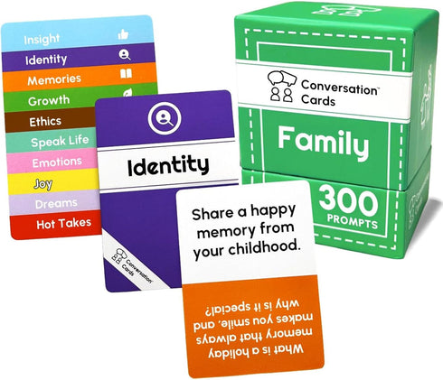 Conversation Cards Family Pack | 300 Open-Ended Questions and Conversation Starters | Cards to