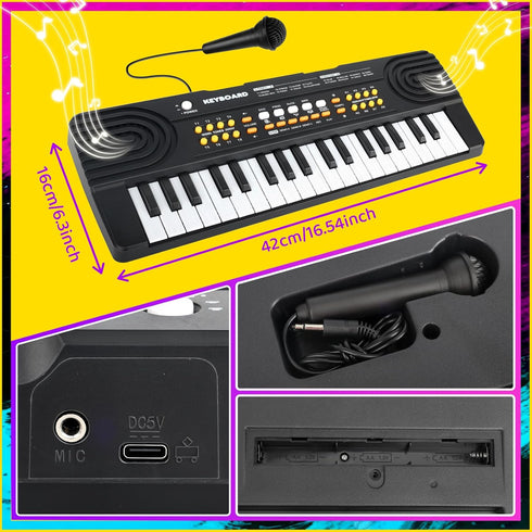 Drmukie 37 3-5 3 4 5 6 7 Upgraded Key Piano Keyboard Toy for Kids Ages Electric Pianos with Microphone Toddler First