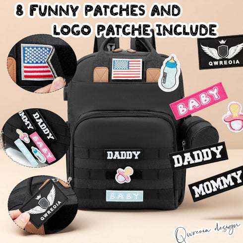 Backpack Expandable Diaper Bag for Dad and Mom Large Capacity Baby Diaper Bag with Premium Leather, Changing Pad