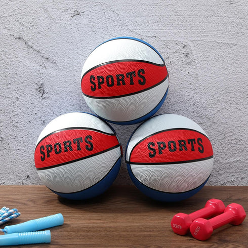6 Pack Mini Basketball with Pump, 7 Inch Size Inflatable Toy Basketball, Red White and Blue for Teens and Beginners