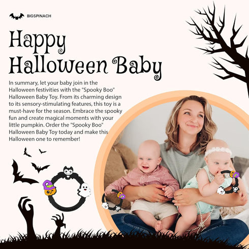 Halloween Baby Toy | Gothic Baby Teether Ring | Baby Stuff Teething Toy (Bat)