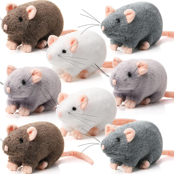 Honoson 8 Pcs Rat Plush Mouse Stuffed Animal, 7 Inch Fake Rat Toys, Cuddly Realistic Plushies for Birthday Halloween