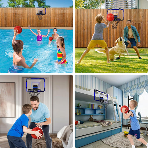 Basketball Hoop Indoor for Kids, Over The Door with LED Lighting & Audio Scoreboard, Mini Basketball Toys