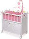 Toy Doll Bed with Storage Cabinet by Badger Basket, Chevron Bedding for 22 inch Dolls