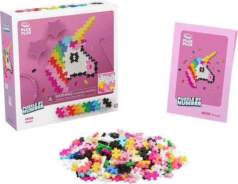 Plus Plus 250 Piece Unicorn Puzzle By Number - Interlocking Mini Puzzle Blocks Construction Building STEM Toy