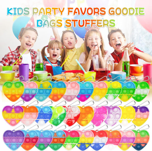 Pop Fidget Toy Birthday Party Favors for Kids 30 PCS Bulk Mini Keychain, Classroom Prizes, Toddler Toys