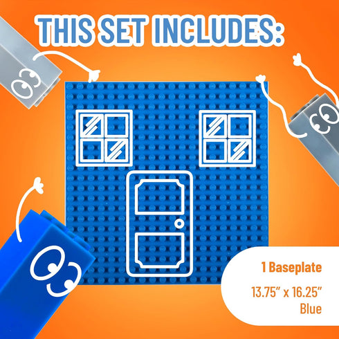 Strictly Briks Compatible with Lego Classic Big Briks, 1 Piece Blue Stackable Baseplates for Ages 3+