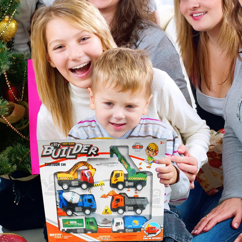 Liberty Imports 6 Pack Pullback City Builder Toy Vehicles – Dump Truck, Cement Mixer, Garbage Truck & More