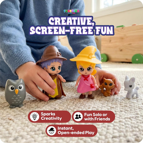 Playset FUNERICA Wizard Dollhouse People Imaginative Little People Guests & Accessories for Doll Houses and Pretend