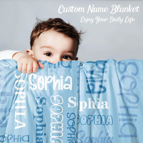 IdeaFlash Cozy Personalized Baby Blanket for Boys Girls Custom Name Blankets Soft Throw Blanket for Kids Newborn Mom