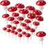 jarbins 30 Pack Mushroom Cake Decorations Red Mini Mushroom Toothpicks Foam Cupcake