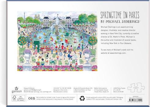 Galison Springtime in Paris - 1000 Piece Michael Storrings Puzzle - Grand Bassin Pond in The Spring