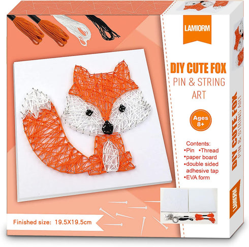 Boqin DIY String Art Kit, Cute Fox Craft Kit with Patterns and Supplies, Unique Gift for Home Wall Decorations for Girls