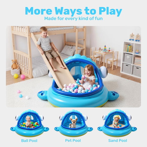 Swimming 54" 56" 28",Blow Summer JOYIN Inflatable Shade Kiddie Pool,Whale Baby Pool Tent, Infant Pool for Kids x x Up