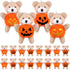 Hiboom 32 Pcs Halloween Plush Stuffed Animal Bear in Pumpkin Costume, Mini Soft Bear Doll for Boys Girls
