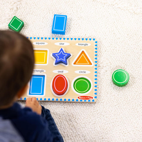 Melissa & Doug Wooden Chunky Shapes Puzzle (8 pcs) - FSC Certified
