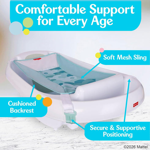 Fisher-Price 3-N-1 Grow with Baby Infant to Toddler Bath Tub with Supportive Sling