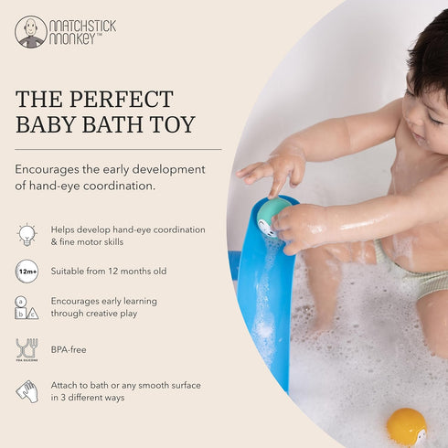 Set 12 Matchstick Monkey Bath Time Slide Baby Bath Toy, Sensory Learning, Easy-to-Grip Animal Rocks, Encourages Motor