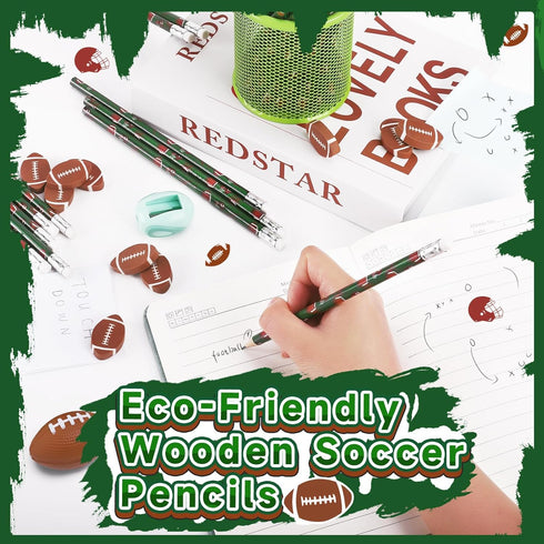 36 Set Football Pencils and Football Erasers, Sport Pencils & Erasers, Fun Birthday Pencils for Kids, Football Party
