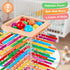 WhimsiPlay 48 12 3 4 5 6 Montessori Wooden Board Games, Colorful Sticks Dice Game with Balls, Family Game for Kids