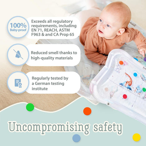 Tummy 100% Premium Water Play Mat XXL Award-Winning Inflatable Time Water Mat Sensory & Motor Development Designed by