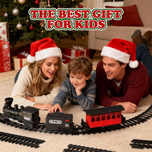15-Piece Set Set 3-8 christmas tree train with Smoke, Sound & Lights - Fancy Track & Vintage Passenger Carriages